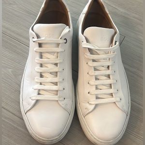 BOSS White Leather Lace-Up Trainers